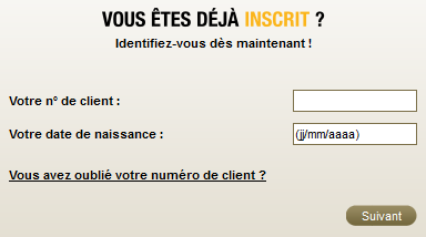  Votre n° de client DIAC : Votre date de naissance