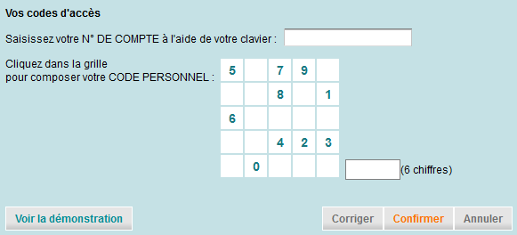 Vos codes d'acces CA-PCA