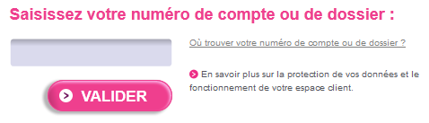 Saisissez votre numéro de compte ou de dossier Mediatis