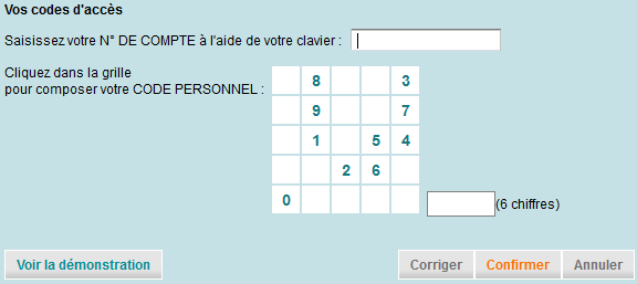 Vos codes d'accès CA Aquitaine