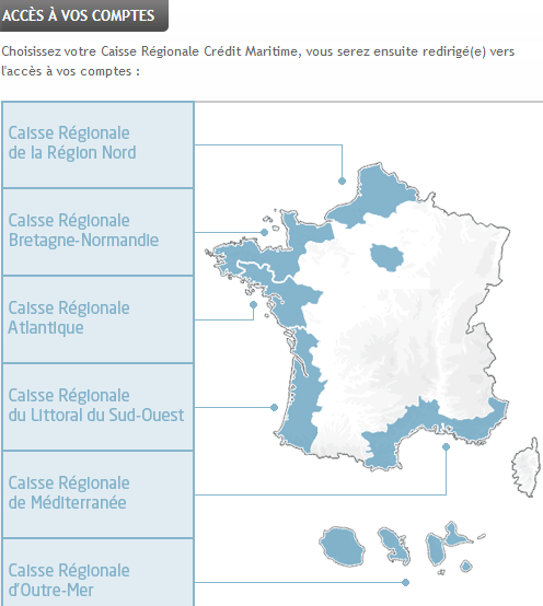 Choisissez votre Caisse Régionale Credit Maritime