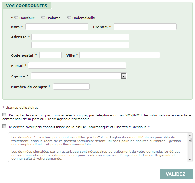 Accédez au formulaire pour souscrire au service "Mon compte" du Crédit Agricole Normandie